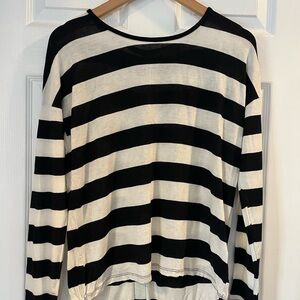 Black and White Striped Long Sleeve Top